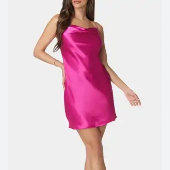 Forever 21 Hot Pink Satin Slip Mini Dress Women’s Size M - Picture 14 of 14